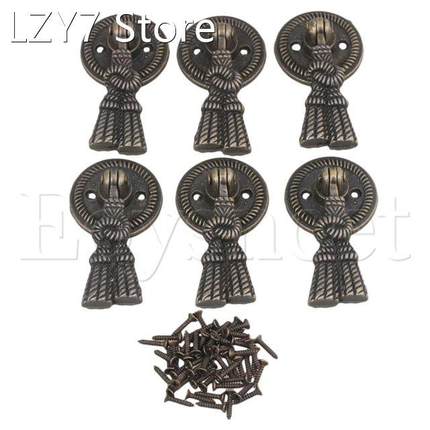 6 x Vintage Double Hole Jewelry Box Pull Handle Hardware Bro