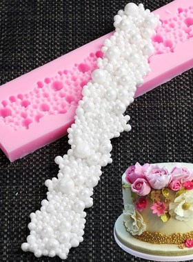 1PC 3D Pearls Strip Rose Flower Embossed Heart Buttons Ropes