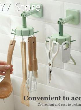 360 Rotatable 6-jaw Wall Hooks Organizer Weighing Hook Punch
