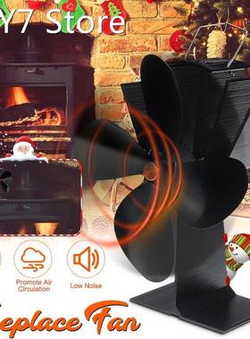 4 Blade Heat Powered Stove Fan Black Fireplace Fan Burner Ec