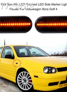 2 Pcs Dynamic LED Smoked Side Marker Lights Lens Fender lamp