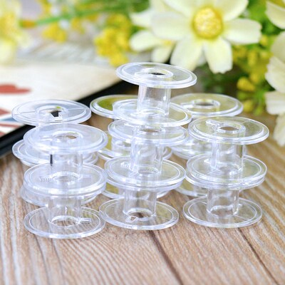 2016 Hot 10pcs Clear Bobbins Sewing Machine Plastic Spool Br