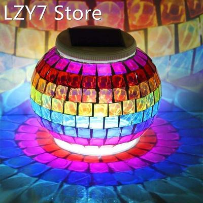Solar Powered Mosaic Glass Ball LED Lights Outdoor Solar Gar