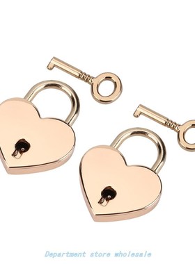 2pcs Heart-shaped Keyed Padlock Key Metal Lock With Key for