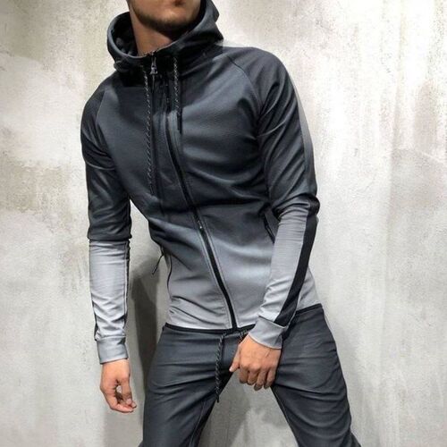 3D gradient zipper cardigan casual sports men's sweater tops