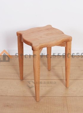 Solid Wood Dining Room Low Stool Bench Stacked Wooden  Squar