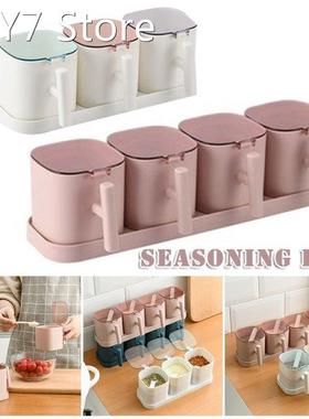 Clear Seasoning Rack Spice Pots 3/4 Piece Seasoning Box Set