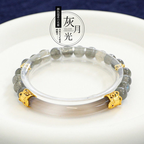 高货新中式灰月光手串民族风半手镯单圈显白手链送女友礼物批发
