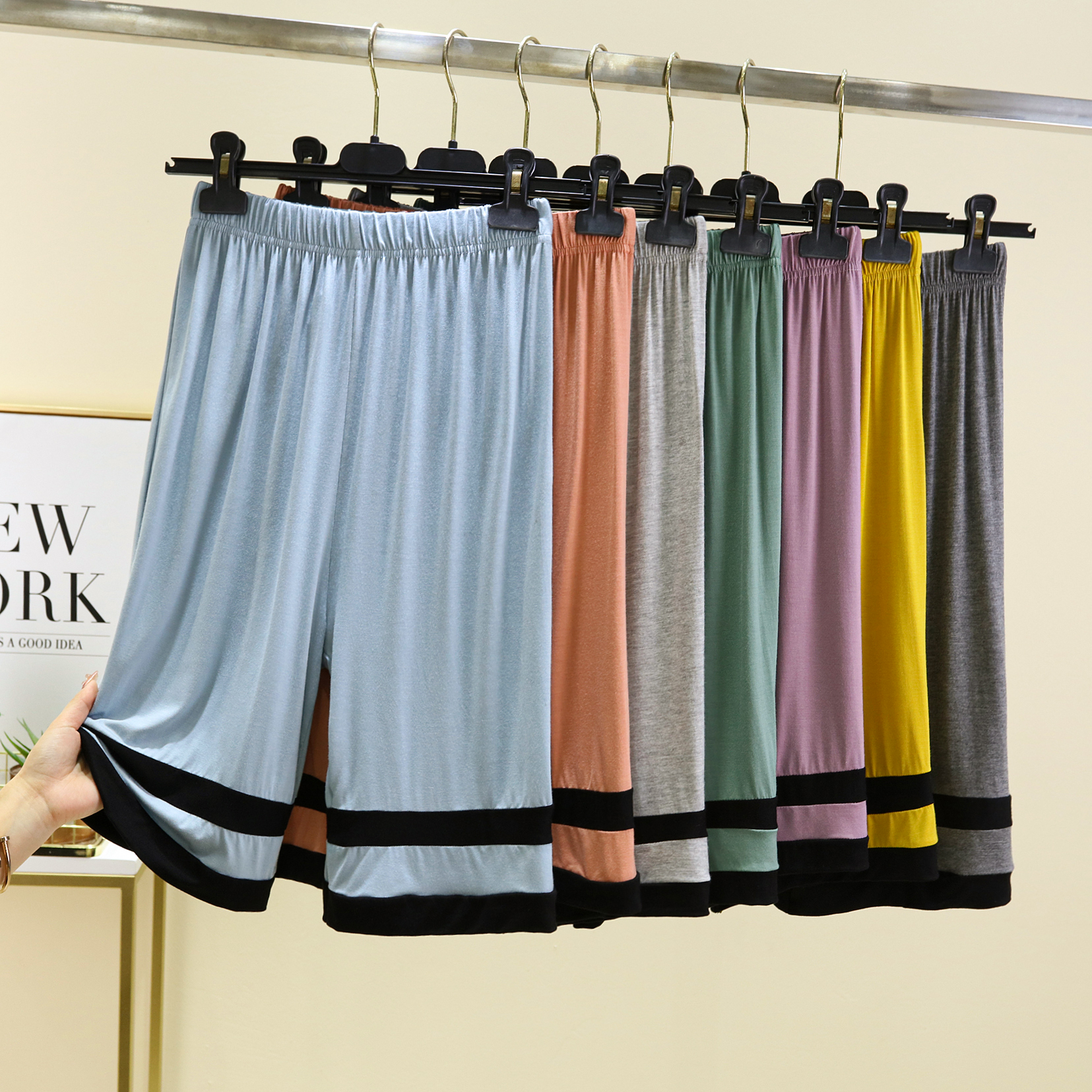 莫代尔薄款家居裤夏季宽松短裤外穿五分阔腿裤百搭显瘦休闲沙滩裤