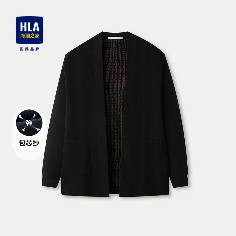 HLA/海澜之家黑色针织开衫男图片