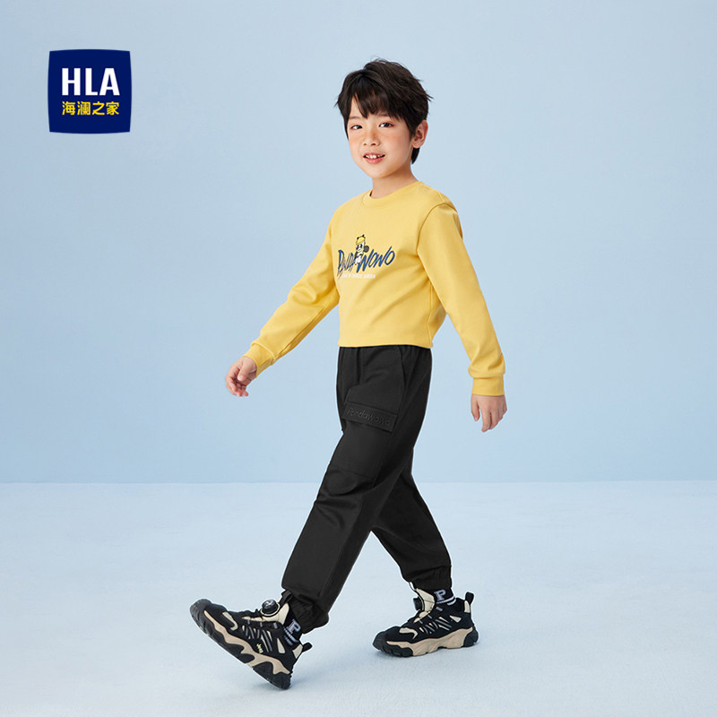 HLA/海澜之家多口袋松紧腰休闲裤25春秋新舒适潮酷工装裤男女童装