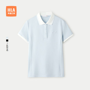 海澜之家时尚 POLO衫 HLA 通勤短袖 25春夏新款 气质翻领显瘦上衣女装