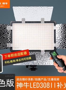 godox神牛LED308II变色版二代LED摄像摄影灯DV摄像机补光灯采访带挡板