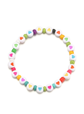 欧美时尚彩色桃心手链沙滩度假风彩色米珠弹力线手链饰品