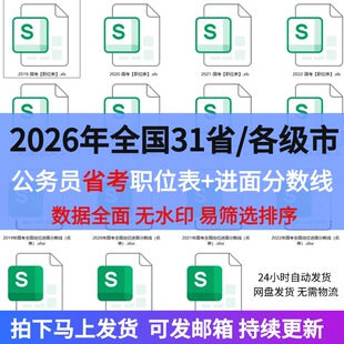 2026年全国31省公务员考试地州市县乡岗位表职位表进面分数电子版
