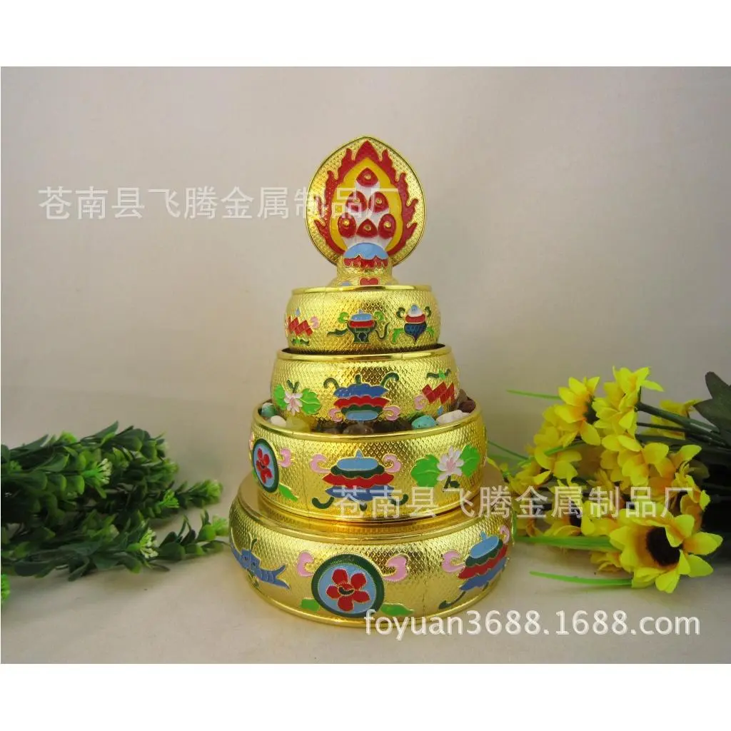 藏密景泰蓝金丝曼扎 铜曼扎盘曼茶罗 加厚 彩绘曼扎盘