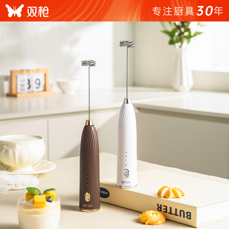 双枪电动打奶泡器咖啡打泡器牛奶搅拌器手持家用打发器迷你打蛋器
