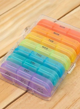 1 Set Pill Box 7 Days Organizer 21 Grids 3 Times One Day Por