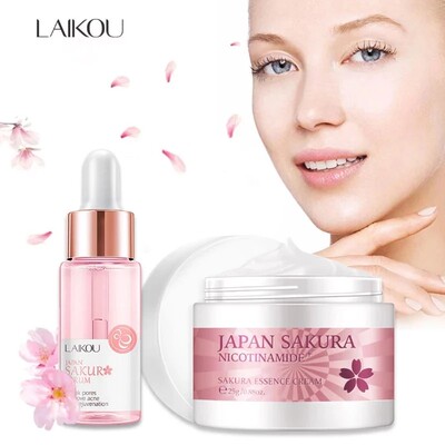 Sakura Serum And Collagen Face Cream Shrink Pores Anti-Aging