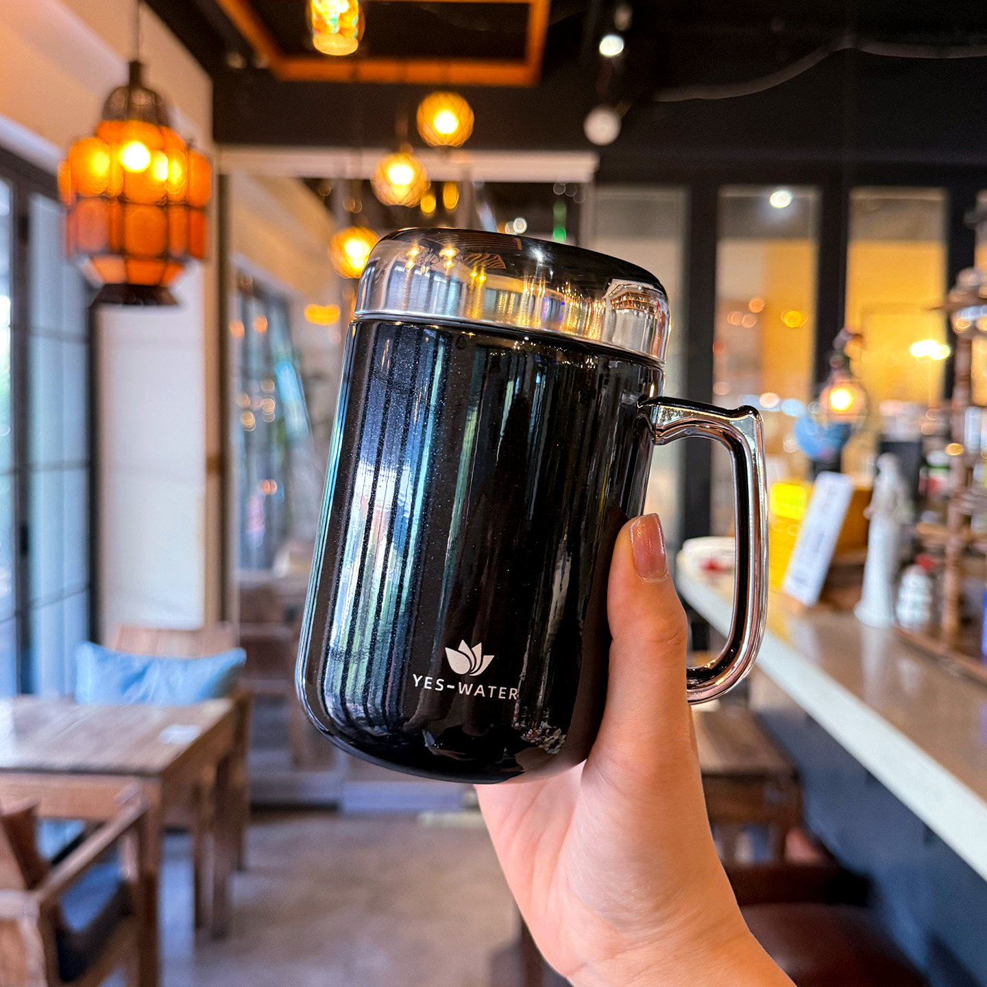 简约男士大容量茶水分离保温杯