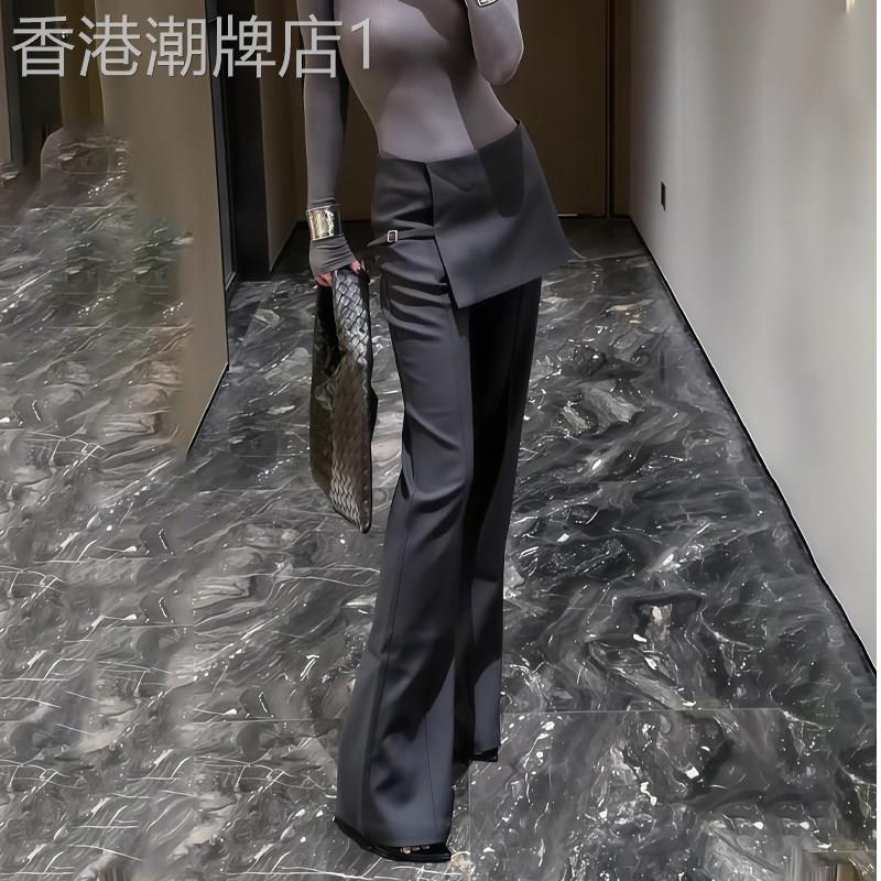 灰色西装裤女2025夏季新款高级感时髦气质高腰显瘦喇叭拖地裤子