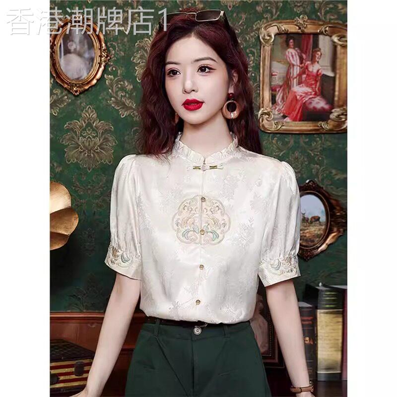 新中式短袖衬衫女夏季2026新款洋派时尚衬衫高级感女士中国风上衣