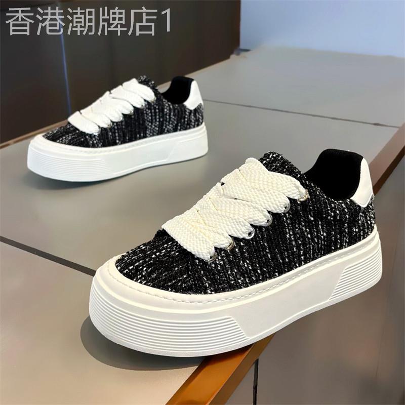 潮牌厚底透气运动休闲板鞋男2026夏季新款百搭增高黑白亚麻帆布鞋