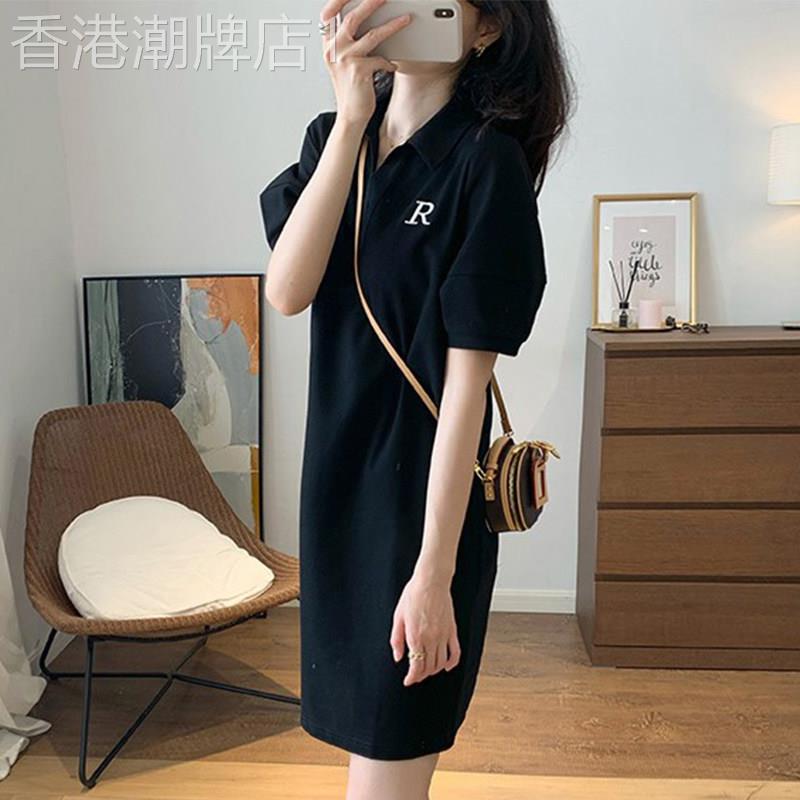 韩国2026年新款夏季小个子T恤裙显瘦泡泡袖小黑裙polo洋装子女