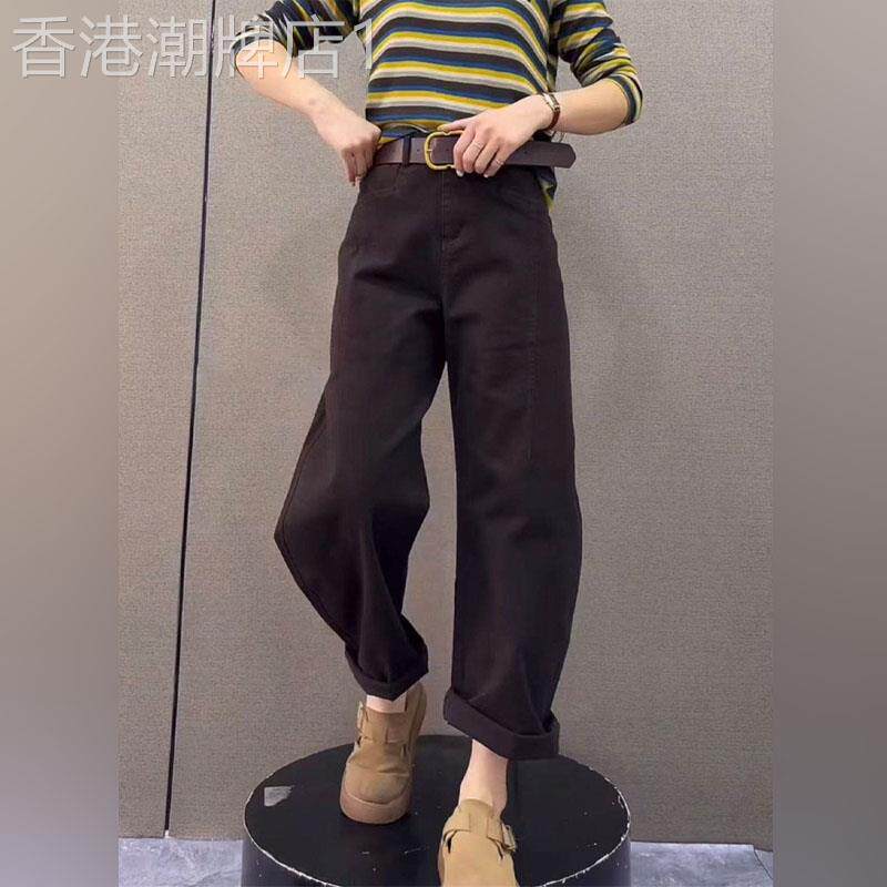 潮牌小个子弯刀裤女春秋季百搭高腰宽松哈伦裤洋气显瘦直筒老爹裤