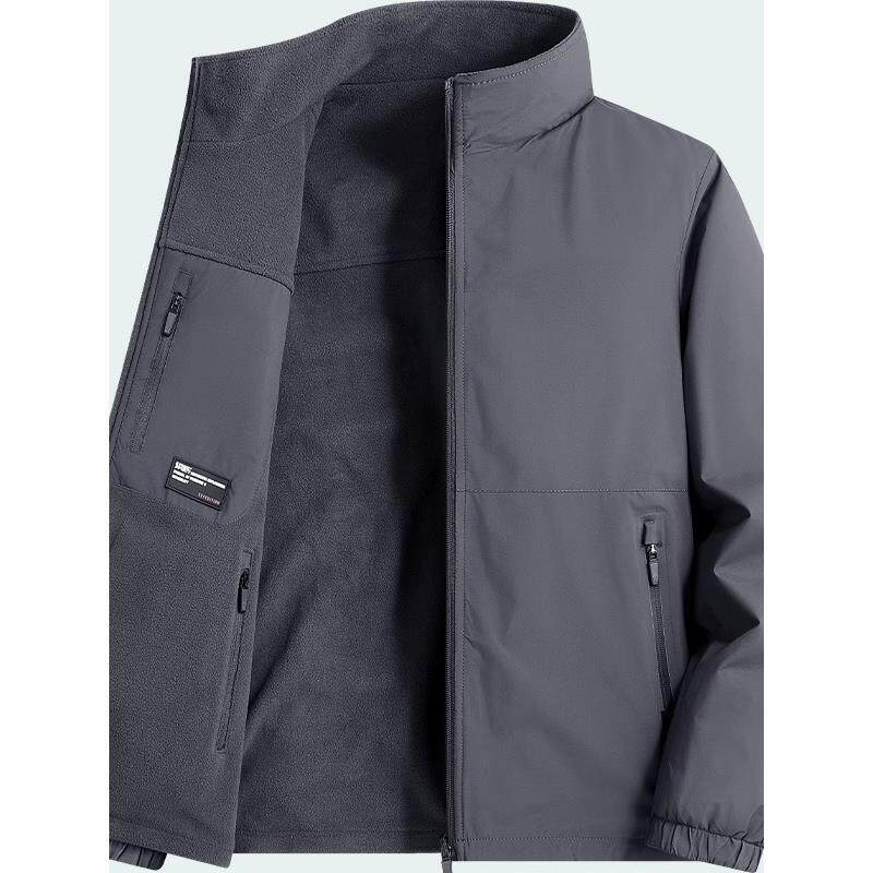 双面穿夹克男士秋冬季新款舒适休闲宽松百搭加绒加厚保暖外套男款