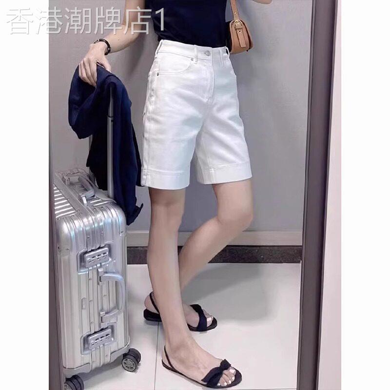 白色牛仔短裤女夏季薄款2025年新款高腰显瘦小个子休闲直筒五分裤