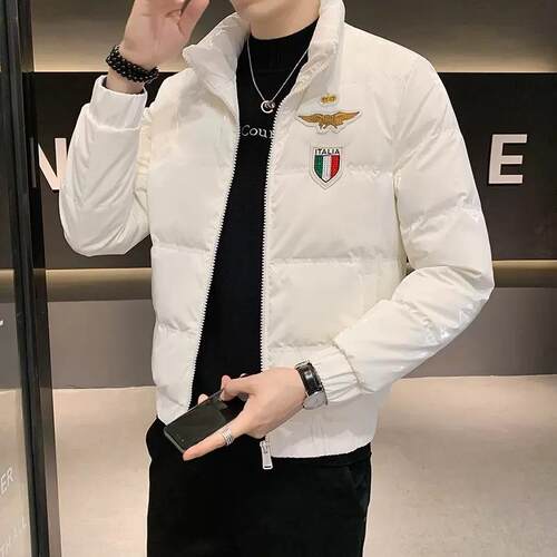 亮面轻薄羽绒服男短款2024新款冬季男士加厚帅气立领白鸭绒外套潮