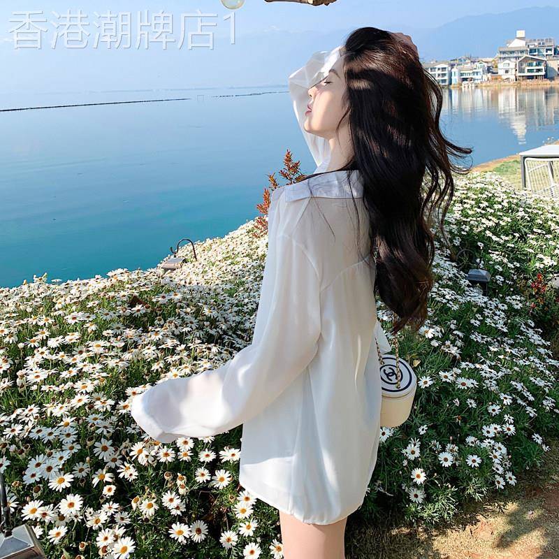 雪纺白色防晒衣女2026夏季新款长袖休闲宽松垂感薄款清凉开衫衬衫