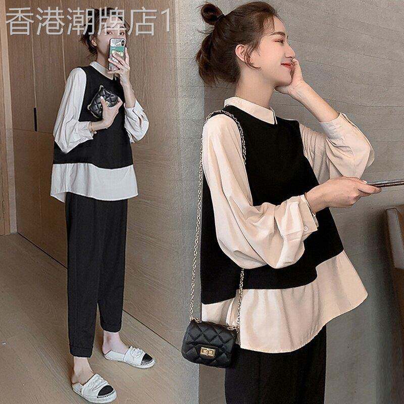 孕妇秋装套装时尚款2025新款潮妈洋气网红上衣小清新春秋款连衣裙