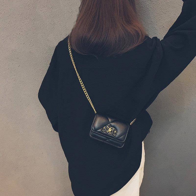 美国MK小包包女2024夏季新款斜挎包链条迷你黑色女包单肩真皮小方