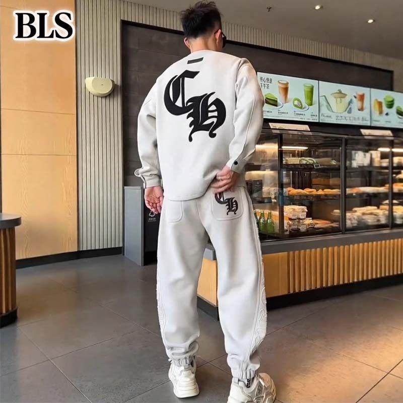 高端加绒加厚休闲运动套装男士秋冬2025新款圆领卫衣休闲裤两件套,男装,休闲运动套装,淘宝优惠券,粉丝福利购,淘宝优惠卷