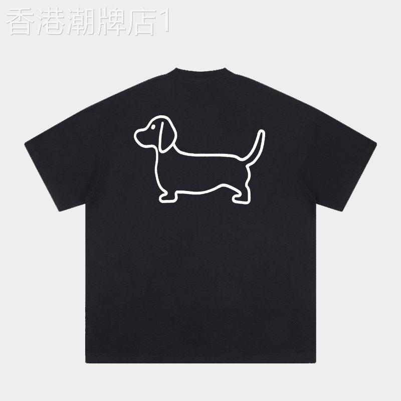 香港FOG潮牌夏季腊肠狗卡通打底衫上衣男女宽松重磅纯棉短袖T恤