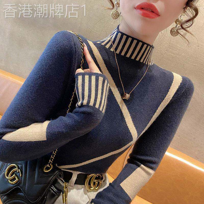 潮牌1212半高领毛衣女打底衫秋冬季爆款显瘦中领针织衫女士内搭