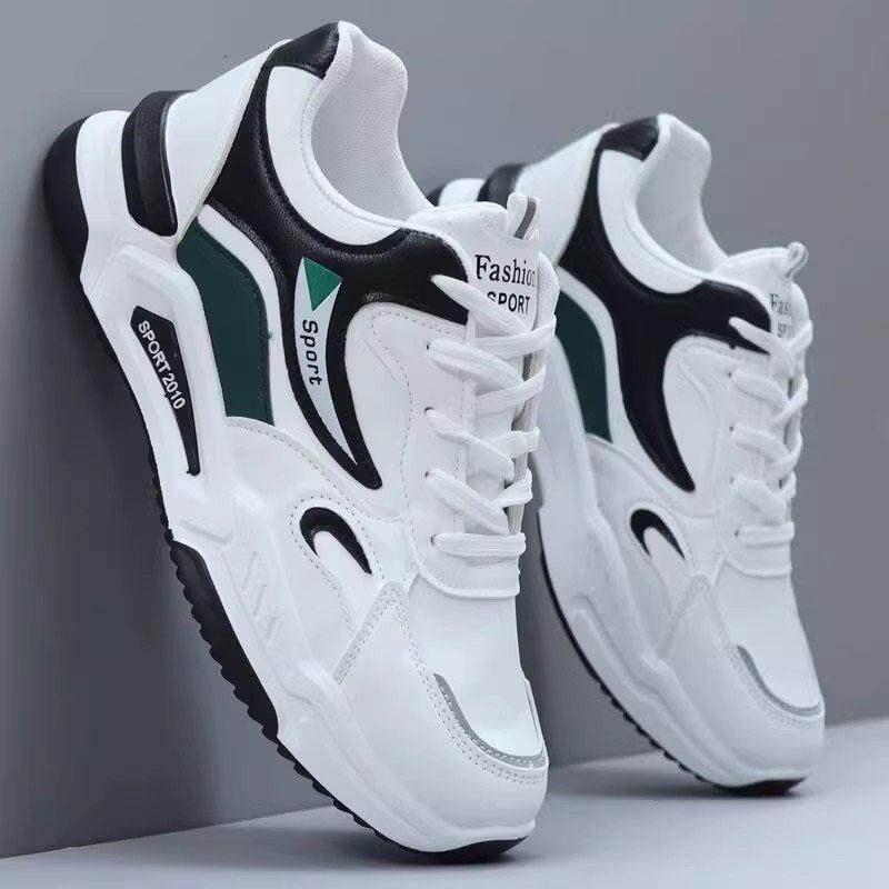 潮牌鞋子男款皮面防水防滑运动潮鞋秋冬季百搭跑步休闲防臭老爹鞋