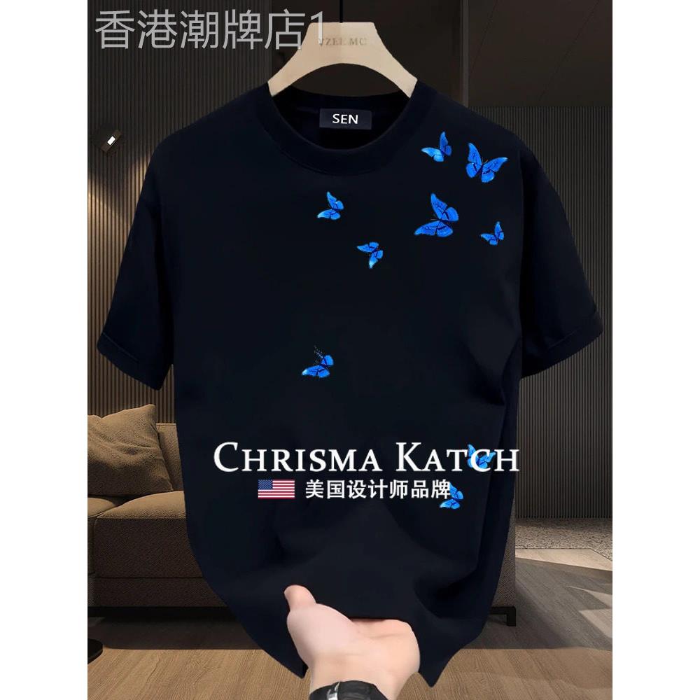 出口美国⭐Chrisma Katch~纯棉白T恤圆领上衣印花宽松短袖打底衫