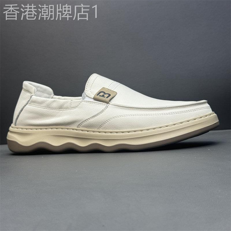夏季头层牛皮男鞋真皮软底透气休闲豆豆鞋一脚蹬时尚百搭轻便皮鞋