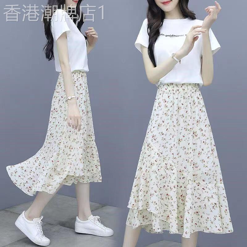 洋派雪纺套装女夏季2026新款韩版时尚今年流行气质碎花裙子两件套
