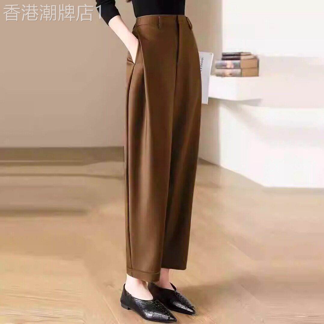 九分西装裤女春夏2026新款职业通勤高腰垂感直筒显瘦休闲哈伦裤子