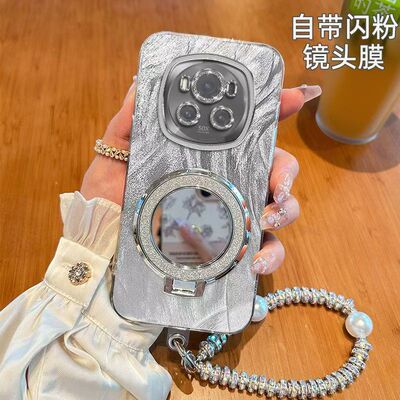 适用华为荣耀magic6pro手机壳镜子支架bvl-an00软honormagic6保护套5g全包边防摔荣誉magic6个性创意简约女款