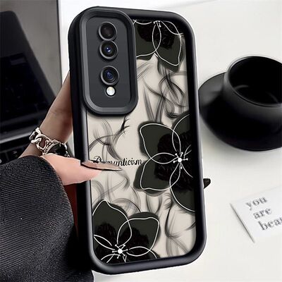 水墨花朵适用荣耀80手机