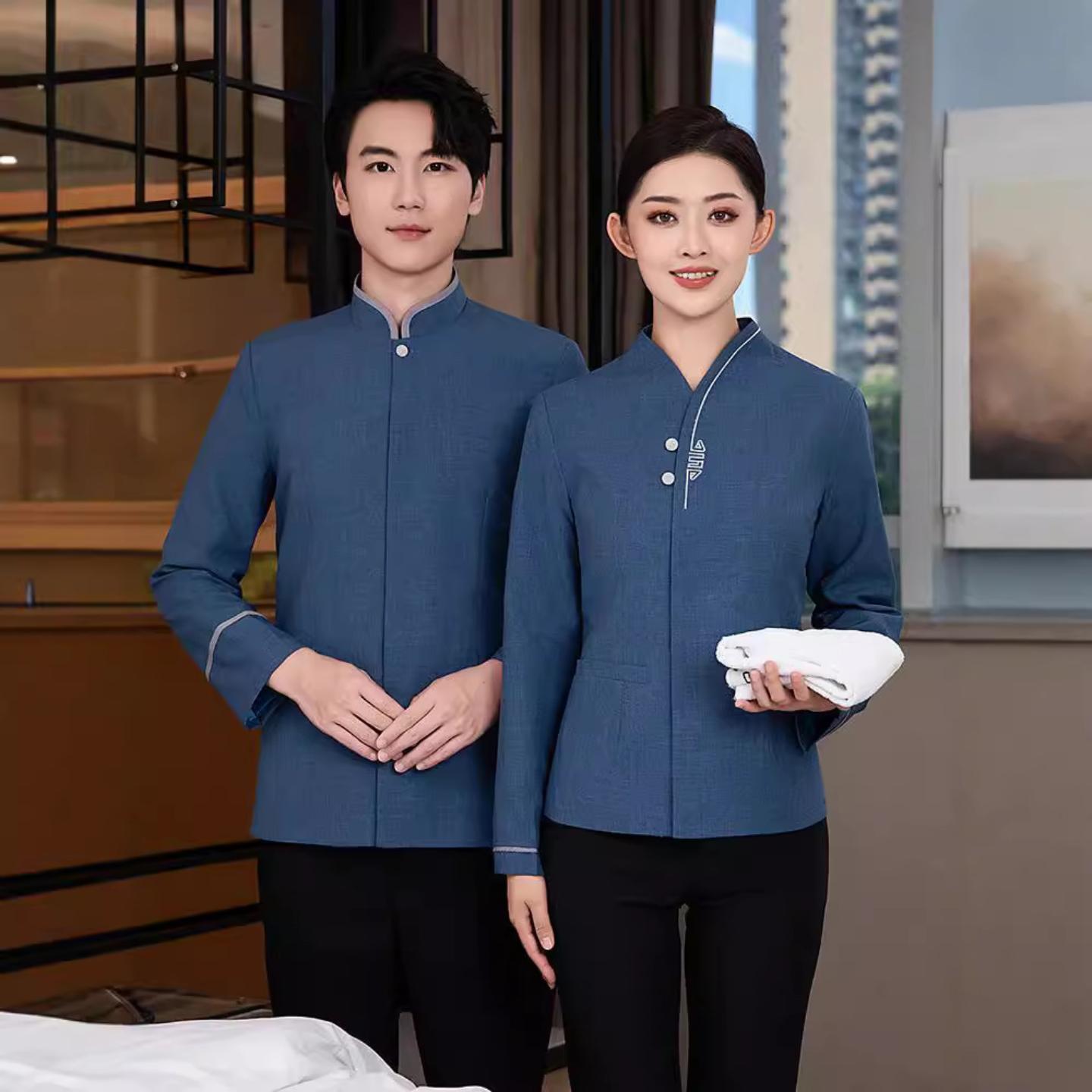 酒店保洁工作服长袖秋冬装女PA