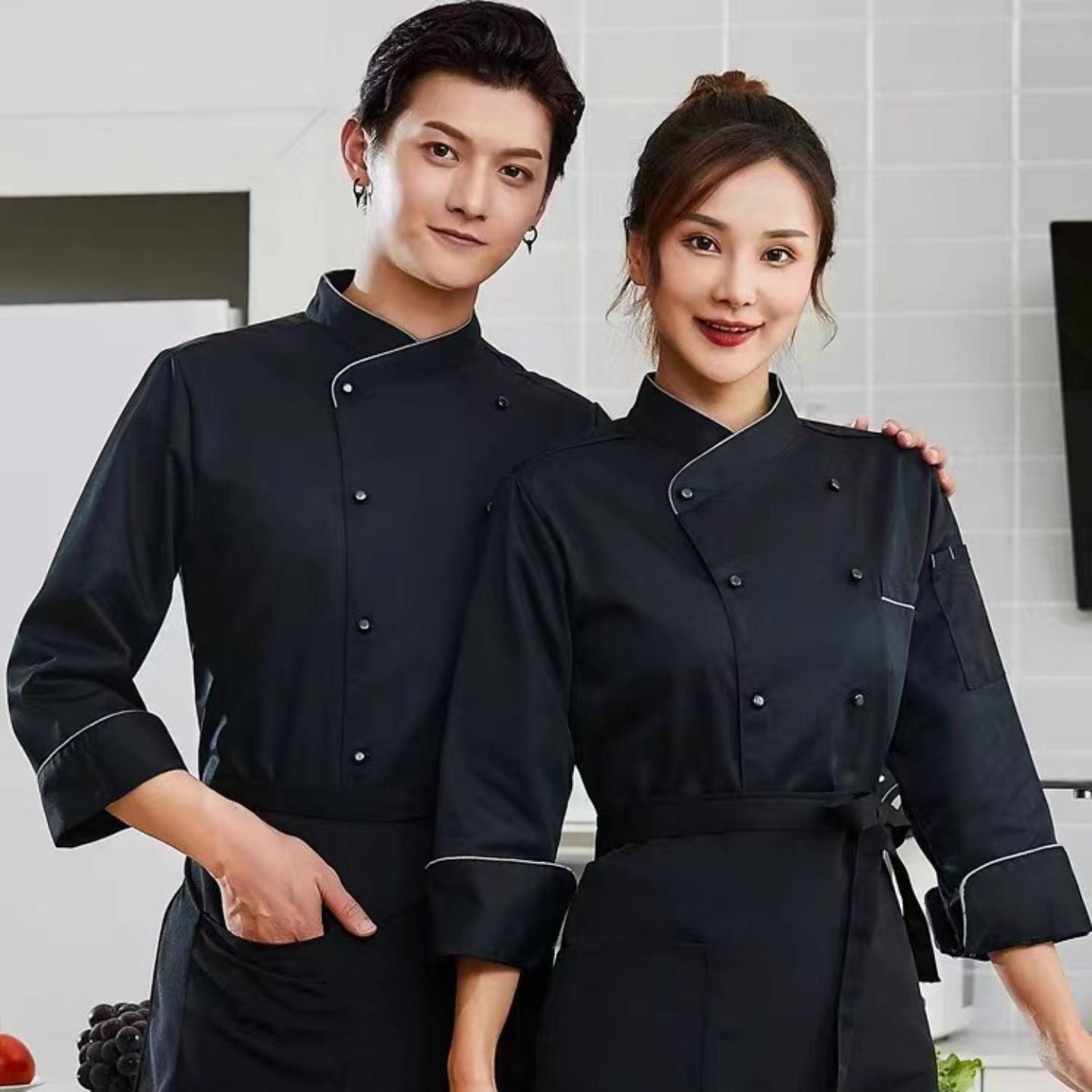 厨师工作服长袖男女酒店饭店餐厅