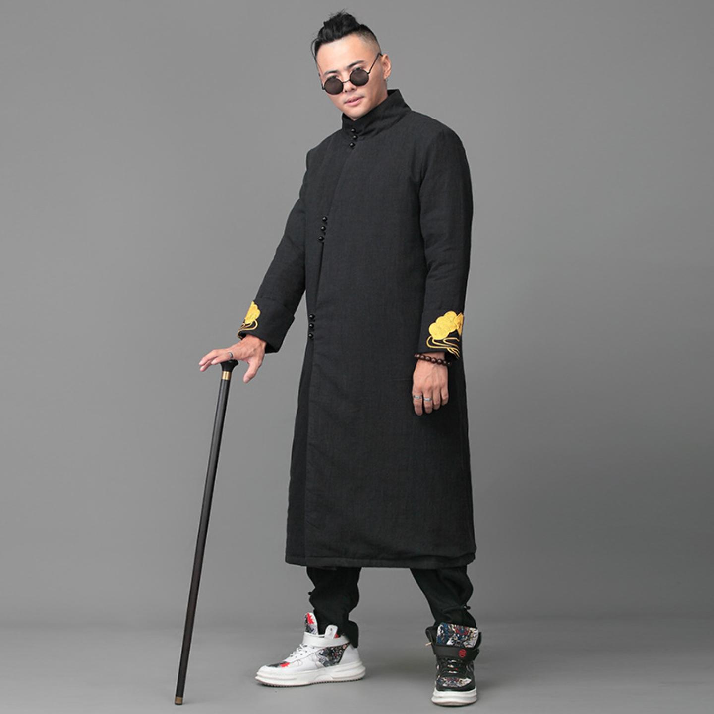 中式国风长款唐装棉服外套民国装