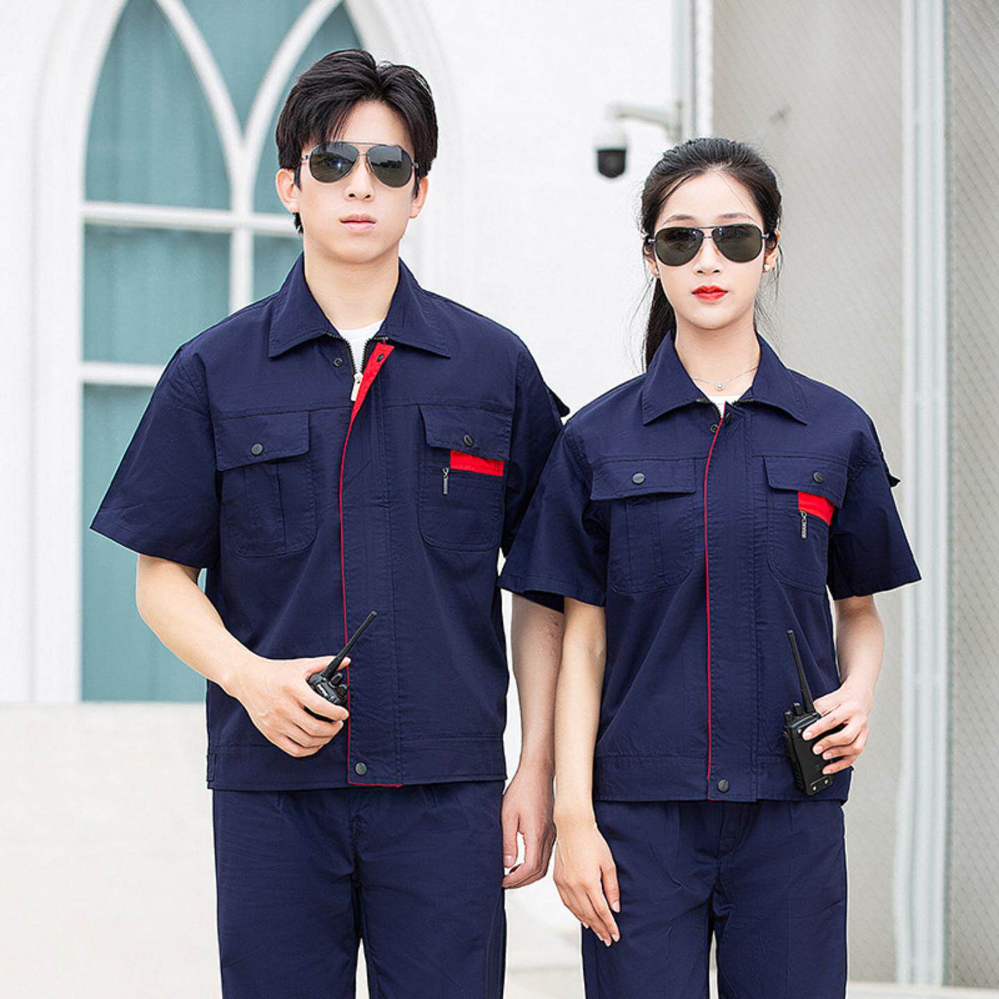夏季工作服短袖套装工厂工装制服