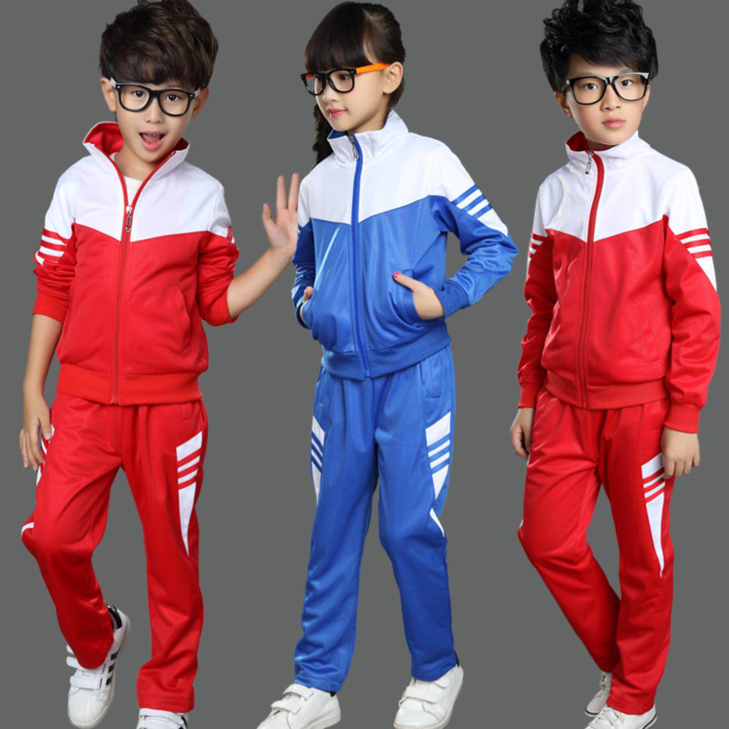 男女童春季金光绒运动服套装儿童